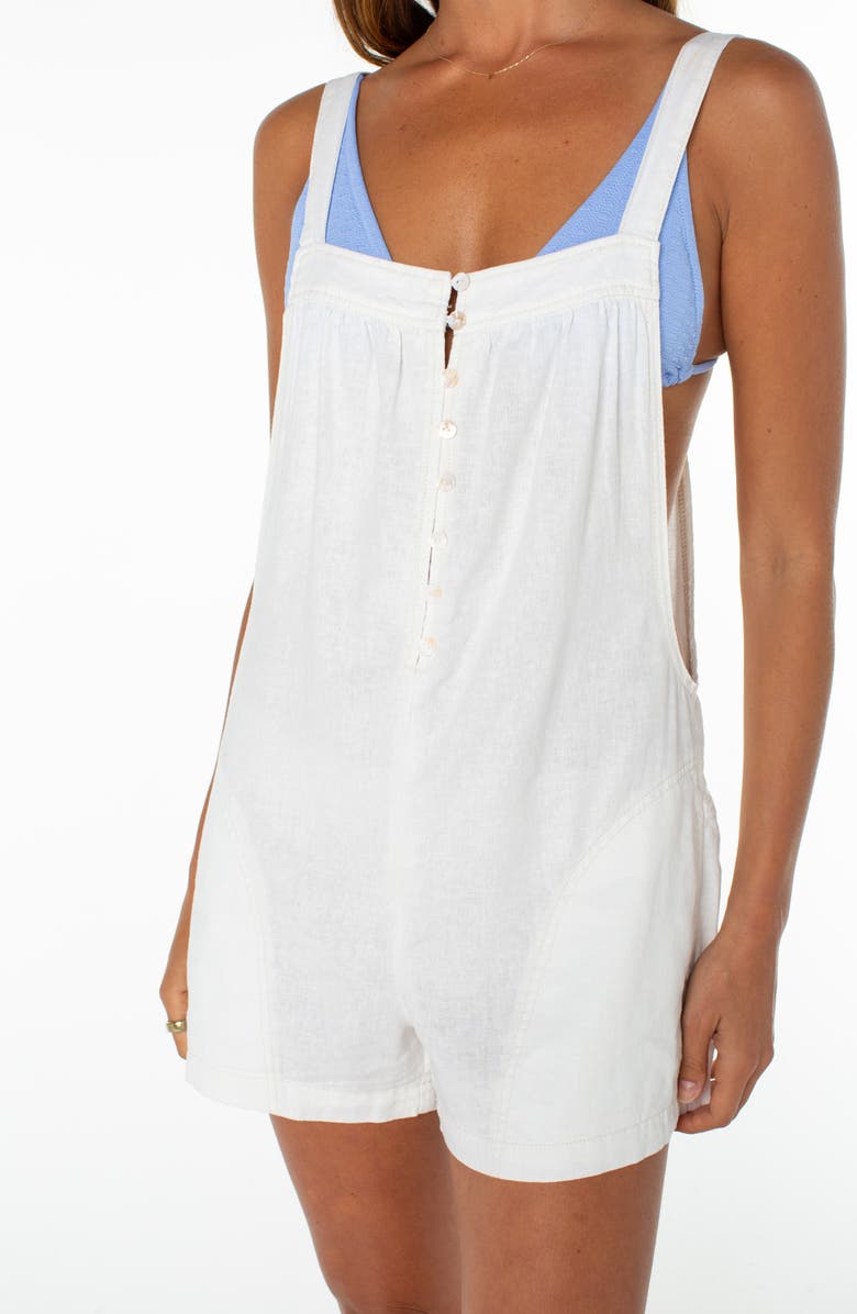 Roxy Sail & Bow Linen Blend Romper, Alternate, color, Cloud Dancer