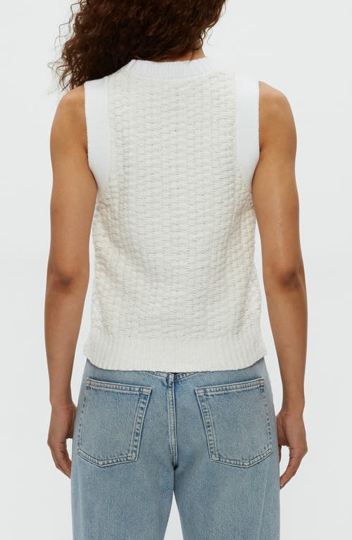 Michael Stars Sia Tipped Sleeveless Sweater In White