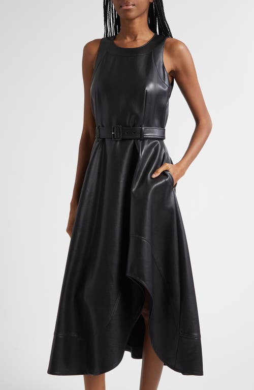 Cinq À Sept Zelda Faux Leather High Low Hem Dress In Black