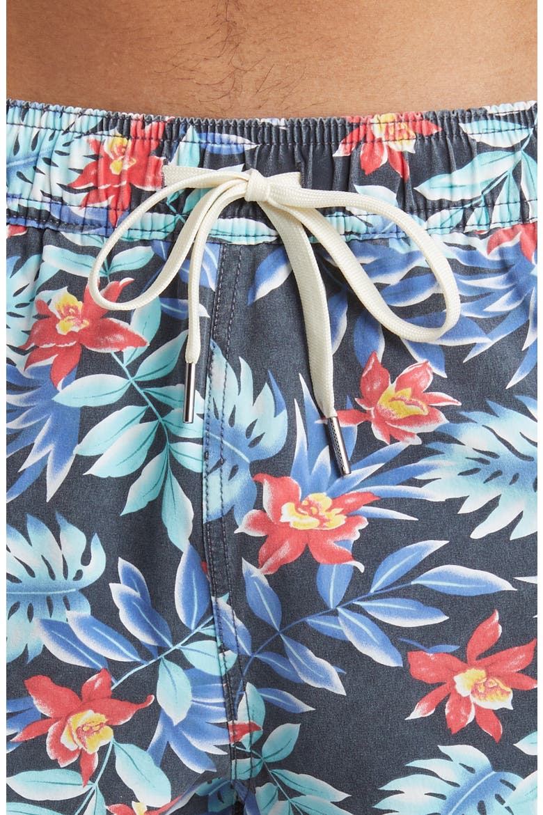 The Bungalow Water Repellent Swim Trunks, Alternate, color, MIDNIGHT PALMS