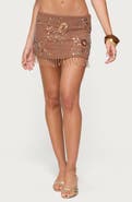 EDIKTED Embellished Beaded Sequin Fringe Miniskirt
