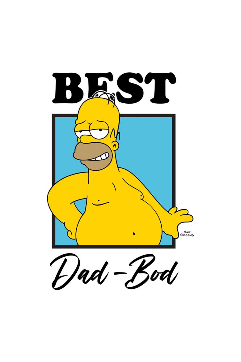 Men's The Simpsons Best Dad Bod  Graphic T-Shirt, Alternate, color, White
