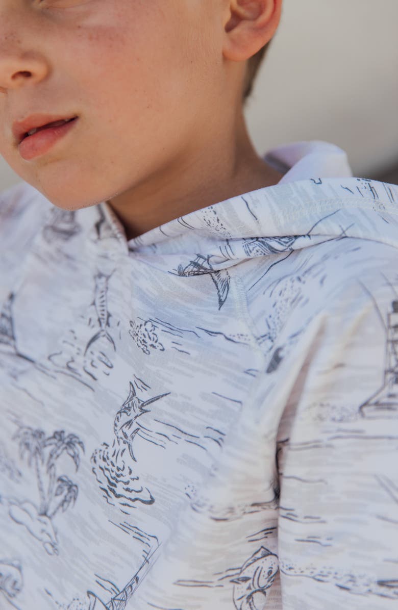 Feather 4 Arrow Kids' Reel Deal Tech Tropical Print Performance Hoodie, Alternate, color, White