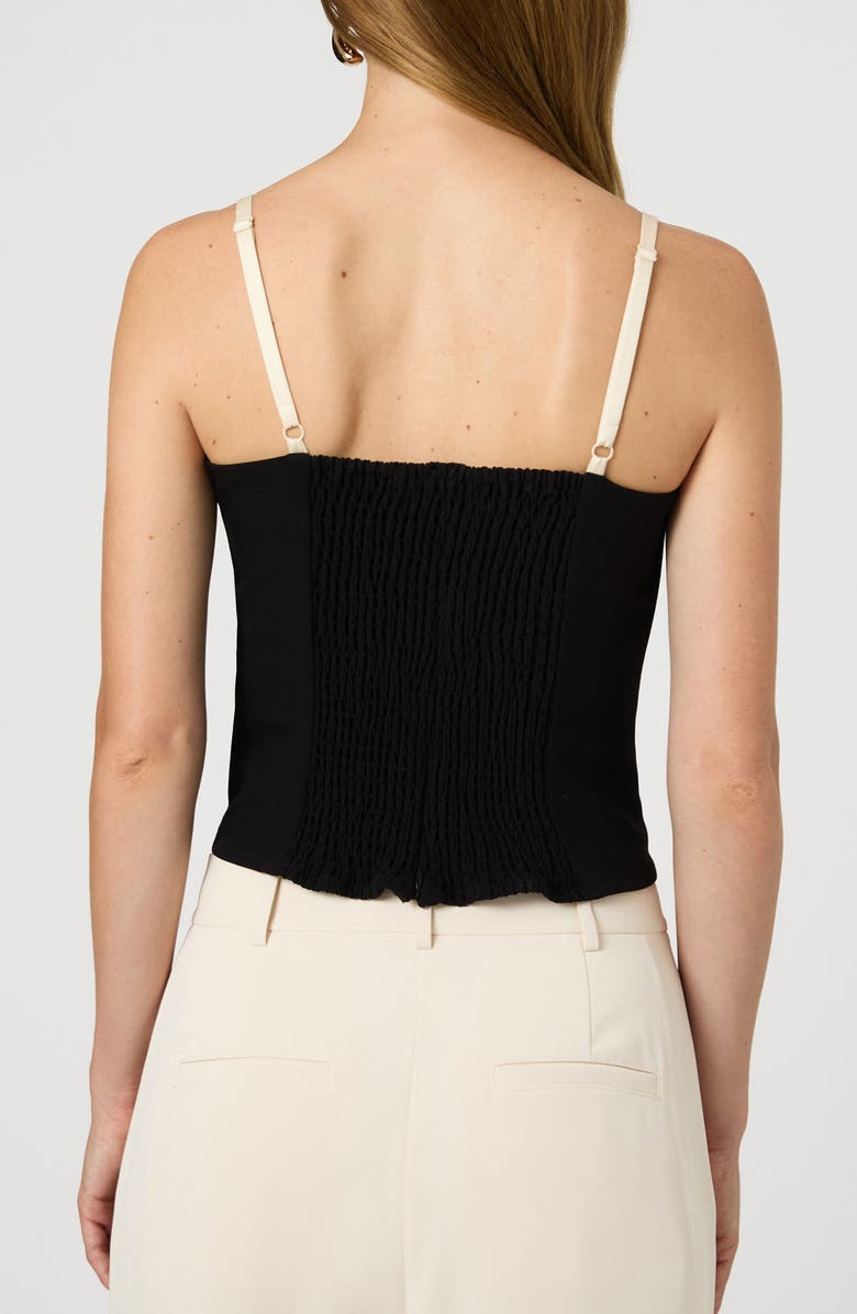 French Connection Azra Strappy Corset Crop Top, Alternate, color, Blackout/ Classic Cream