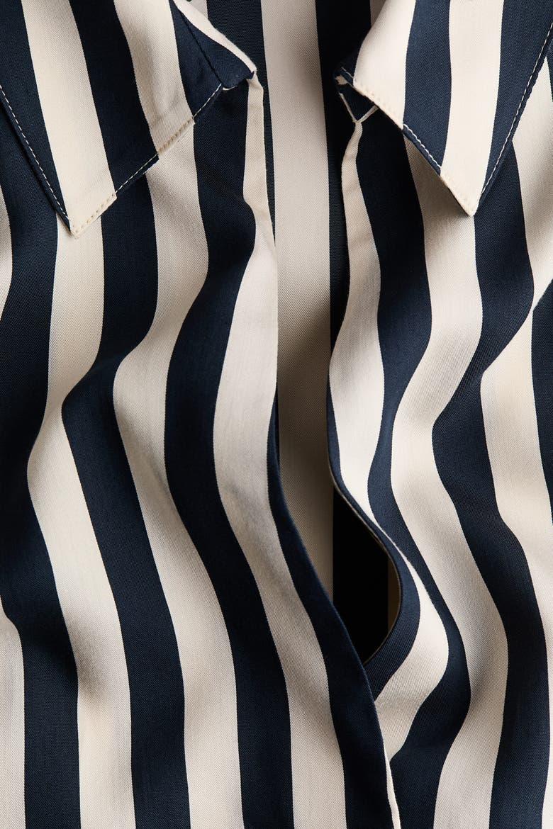 Oversized Popover Shirt, Alternate, color, Cream/navy blue striped