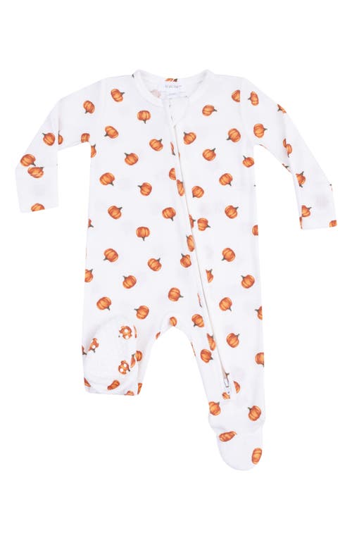 Angel Dear Little Pumpkin Ribbed Zip Footie In White