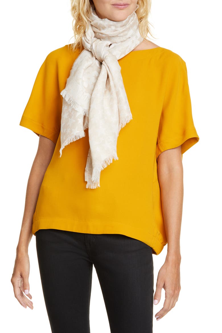 Star Logo Woven Scarf, Alternate, color, NUDE