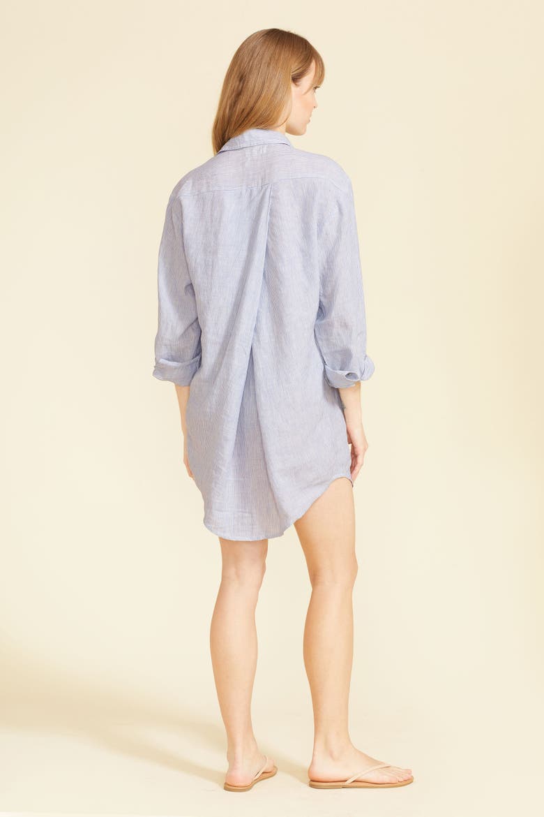 Lido Linen Shirt Dress, Alternate, color, Light Blue Stripes