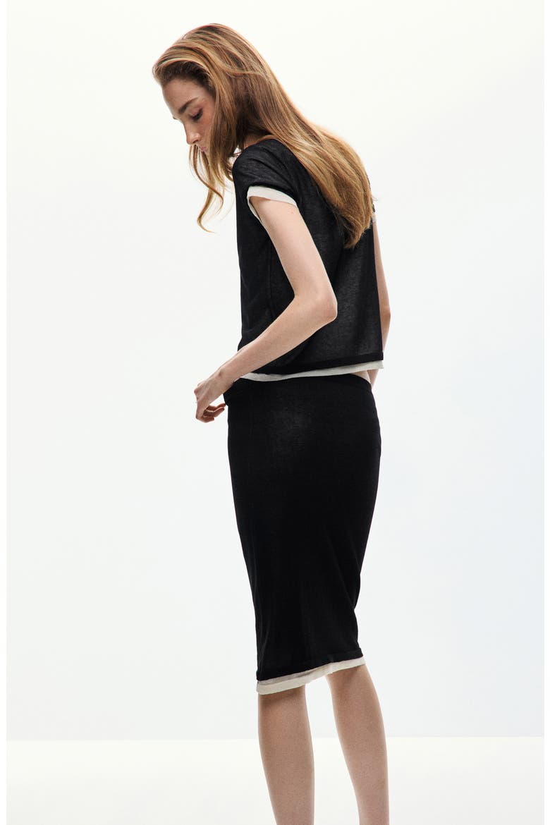 Colorblock Knit Midi Skirt, Alternate, color, BLACK