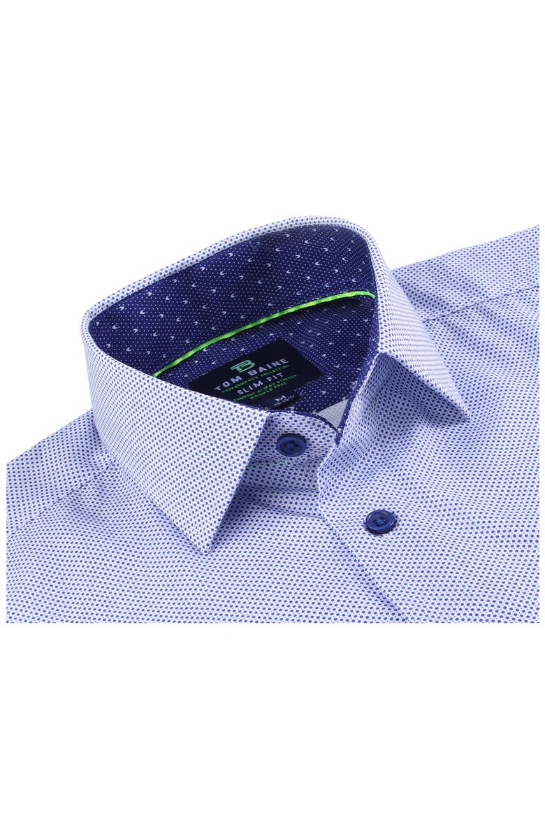 Regular Fit Performance Stretch Long Sleeve Button Front Shirt, Alternate, color, BLUE DOT