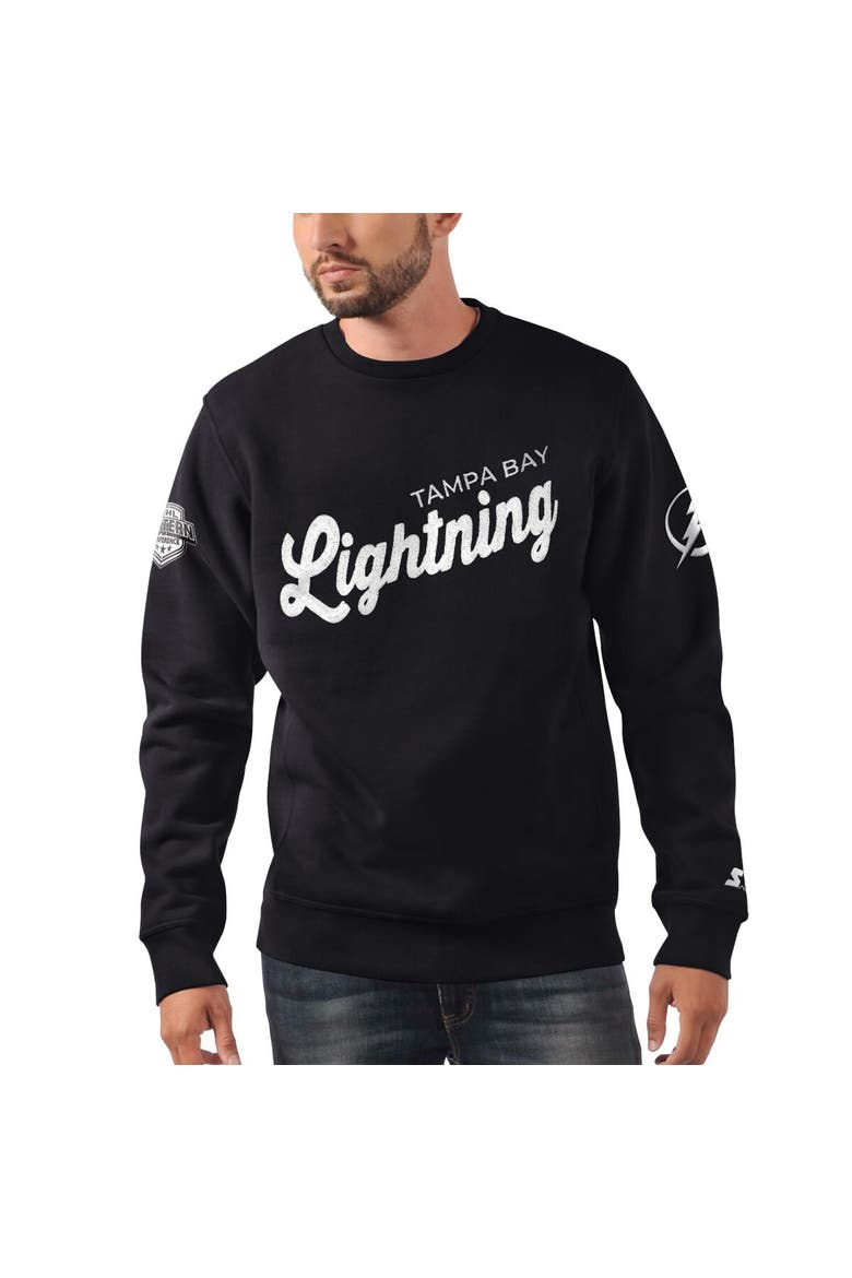 Men's Starter x NHL Black Ice Black Tampa Bay Lightning Cross Check Pullover Sweatshirt, Main, color, Black