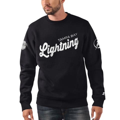 Men's Starter x NHL Black Ice Black Tampa Bay Lightning Cross Check Pullover Sweatshirt