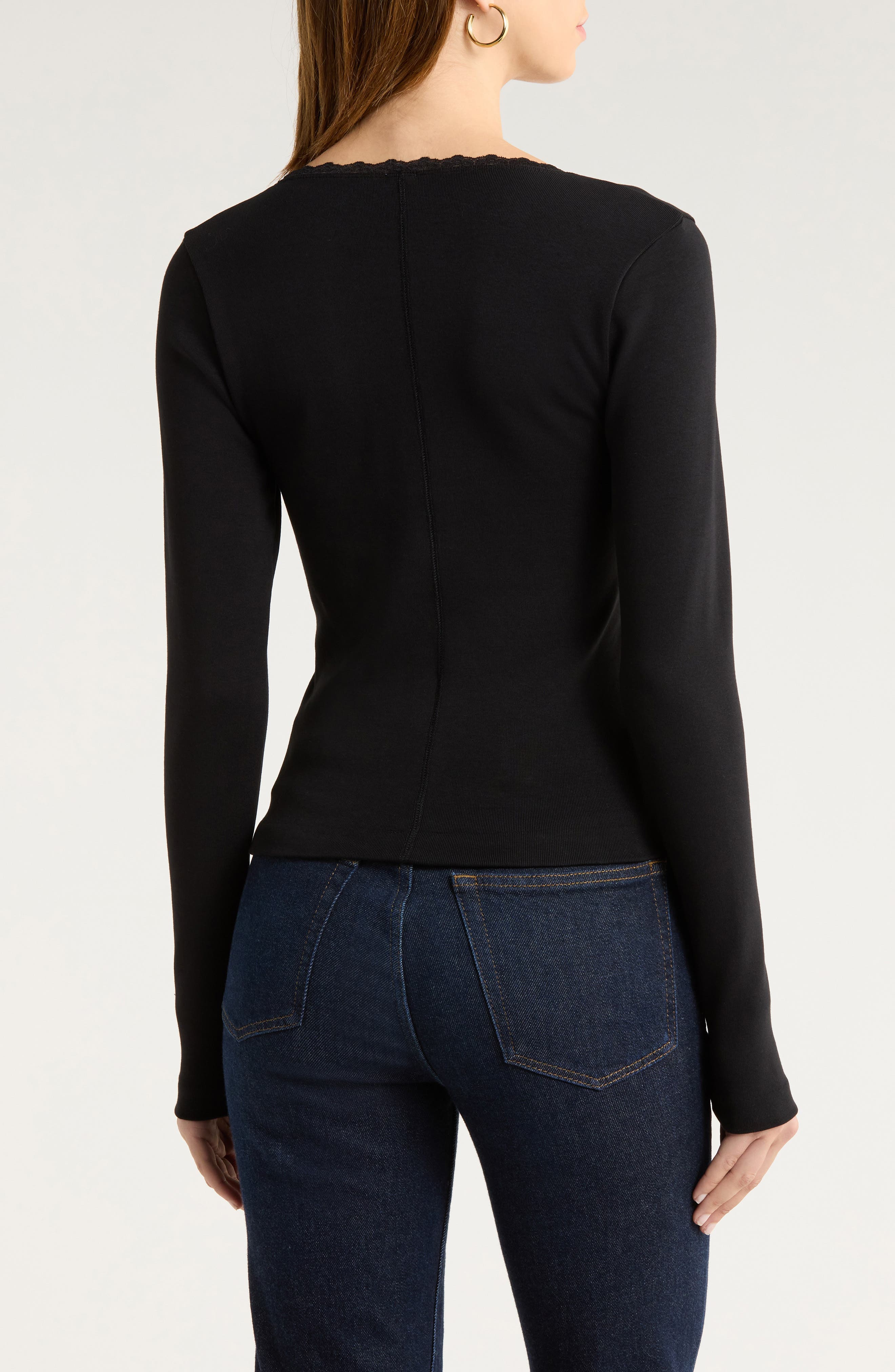 Lace Trim Stretch Cotton Top - image 2