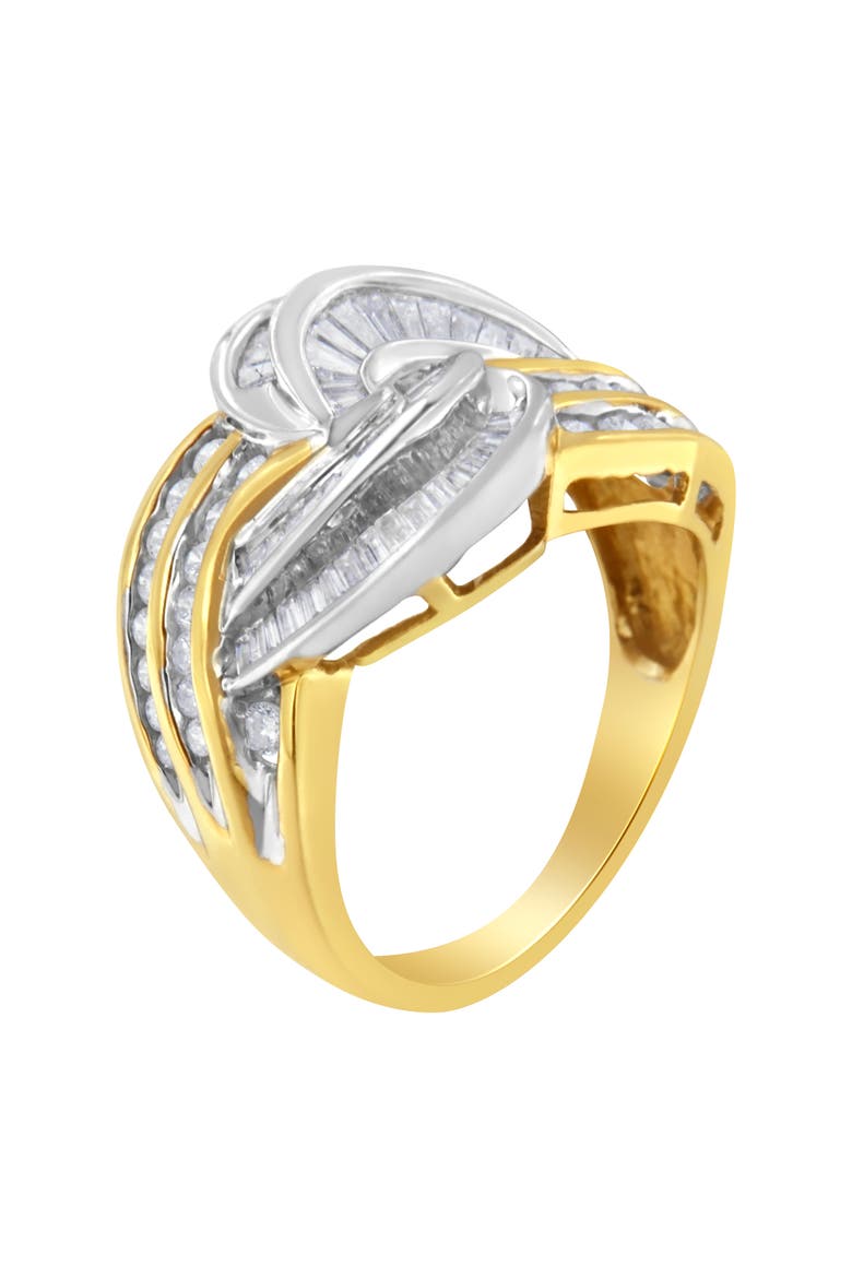 10KT Two-Toned Gold 1.0 Cttw Diamond Bypass Ring, Alternate, color, Yellow