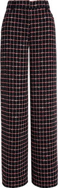 St. John Collection Windowpane Check Tweed Wide Leg Pants