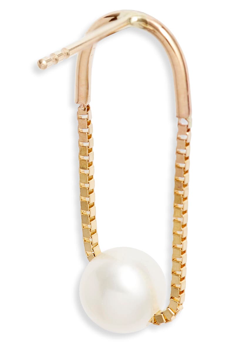 Crescent Pearl Drop Earrings, Alternate, color, YELLOW GOLD