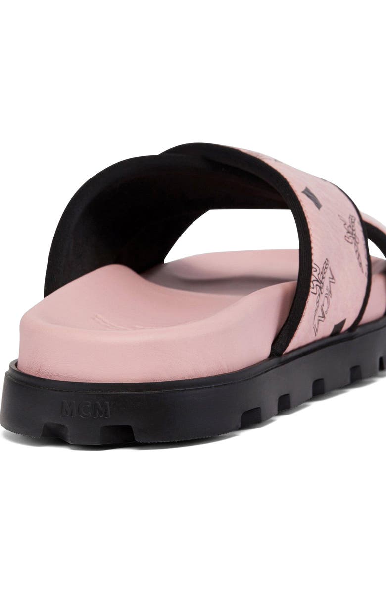 MCM Cross Sandal in Visetos Leather Mix, Alternate, color, Soft Pink