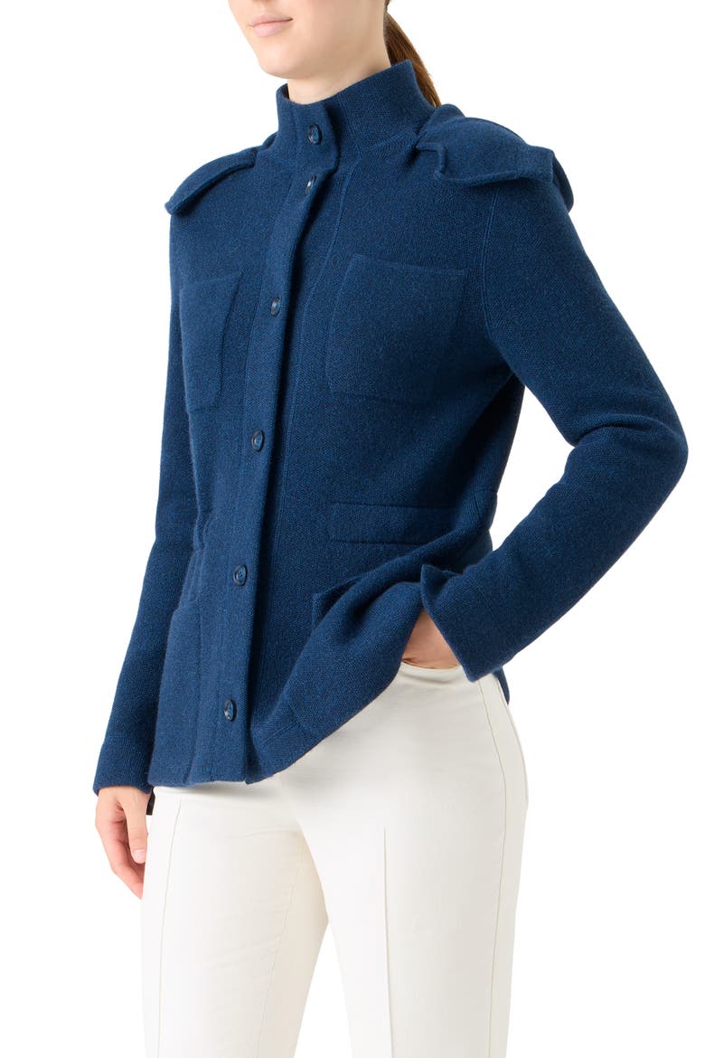 Cashmere Jacket with Removable Hood, Alternate, color, DENIM