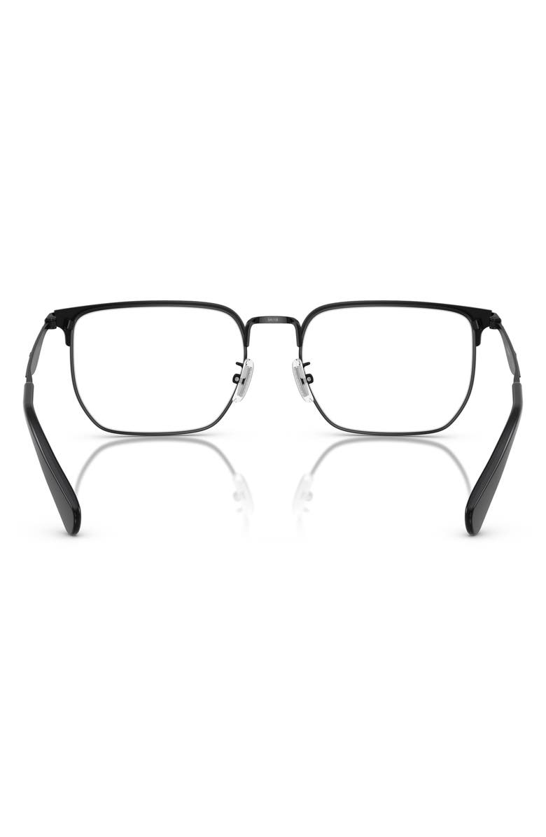 COACH 57mm Rectangular Optical Glasses, Alternate, color, Satin Black / Demo Lens