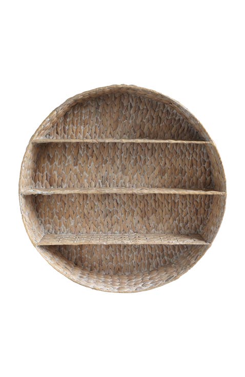 Annulus 3-Shelf Circular Handwoven Hyacinth Wall Rack