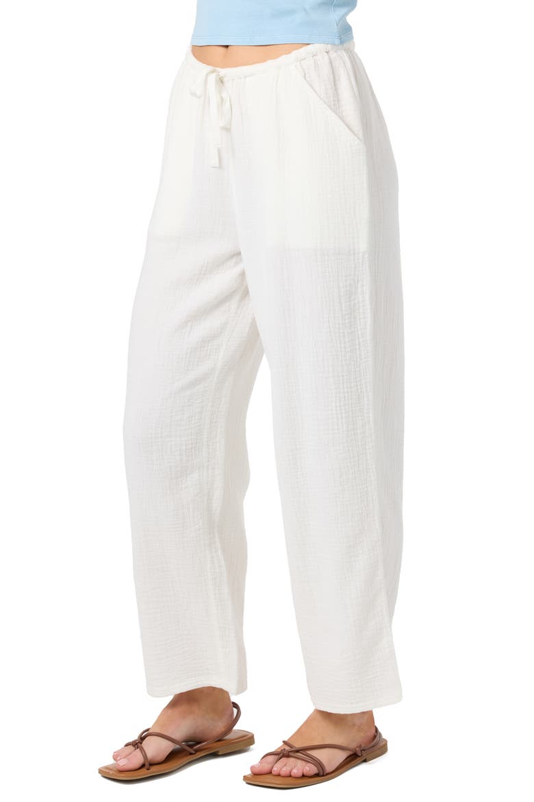 Brenda Cotton Gauze Wide Leg Pants, Alternate, color, WHITE