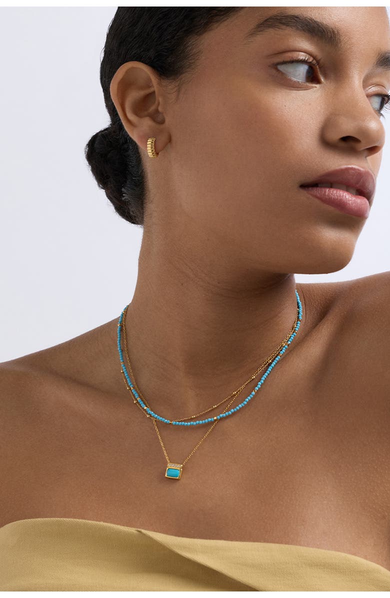 Astley Clarke Gold Aurora Ridge Turquoise Necklace, Alternate, color, Gold