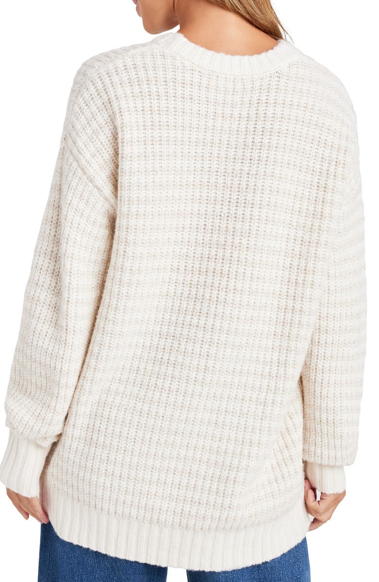 Splendid Brielle Oversize Metallic Stripe Sweater, Alternate, color, Snow