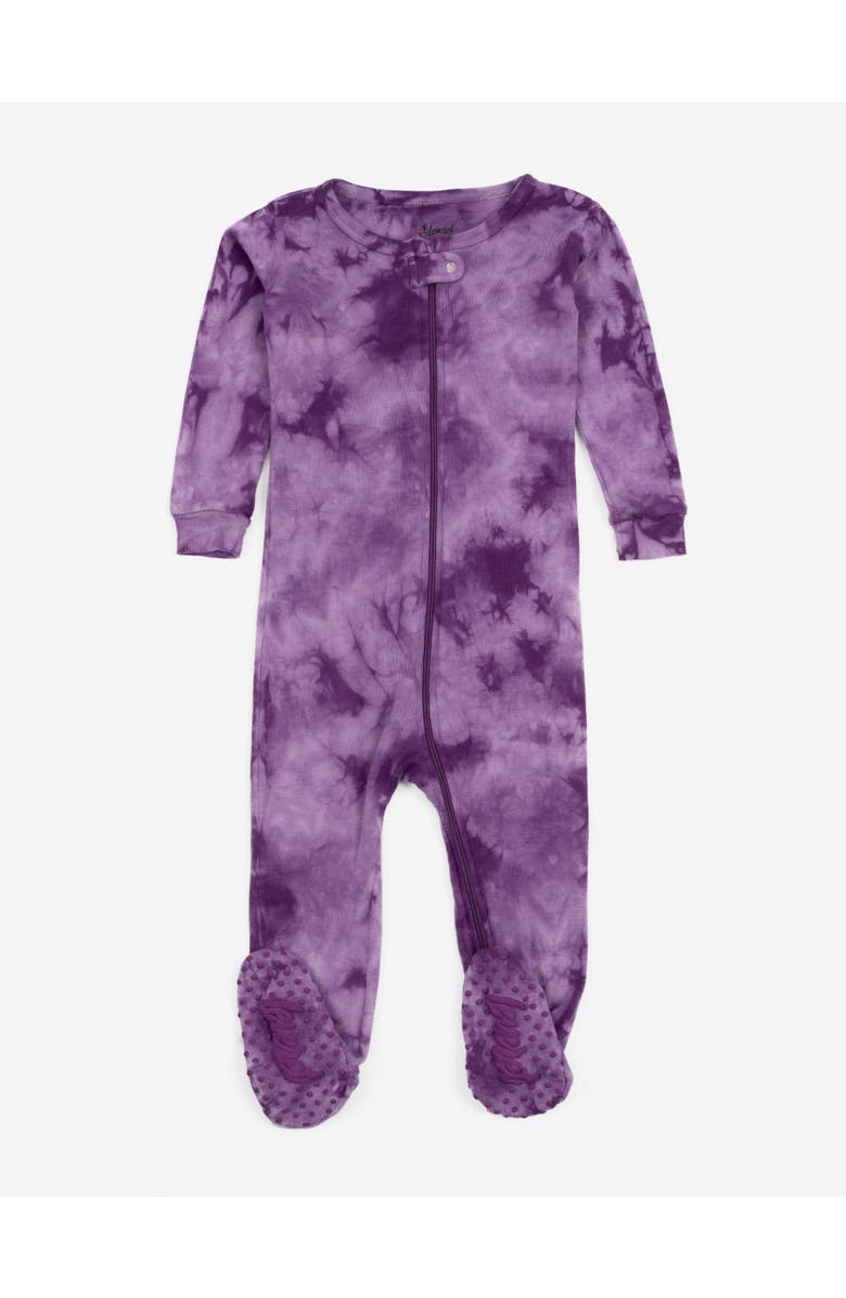 Leveret Footed Tie Dye Cotton Matching Family Pajamas, Main, color, Tie Dye Purple Mix