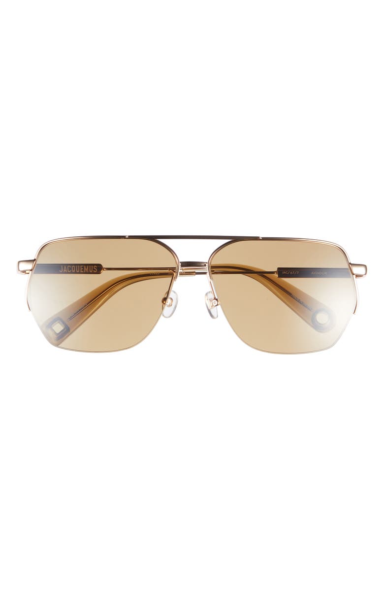 Jacquemus The Aviador Sunglasses, Main, color, Light Gold/ Brown/ Khaki