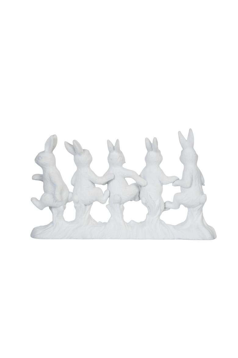 Happy Hopping Easter Bunnies Decorative White Figurine 6.25" x 11", Alternate, color, White