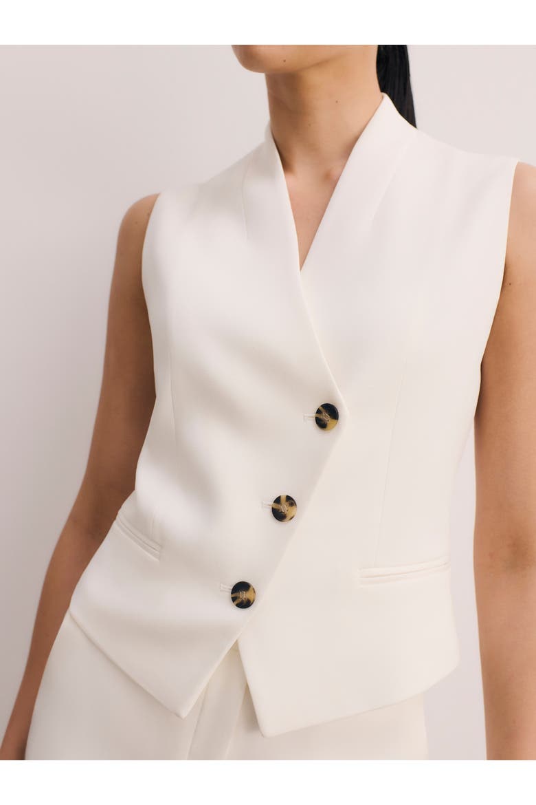 Draped V-Neck Tailored Waistcoat, Main, color, Ivory