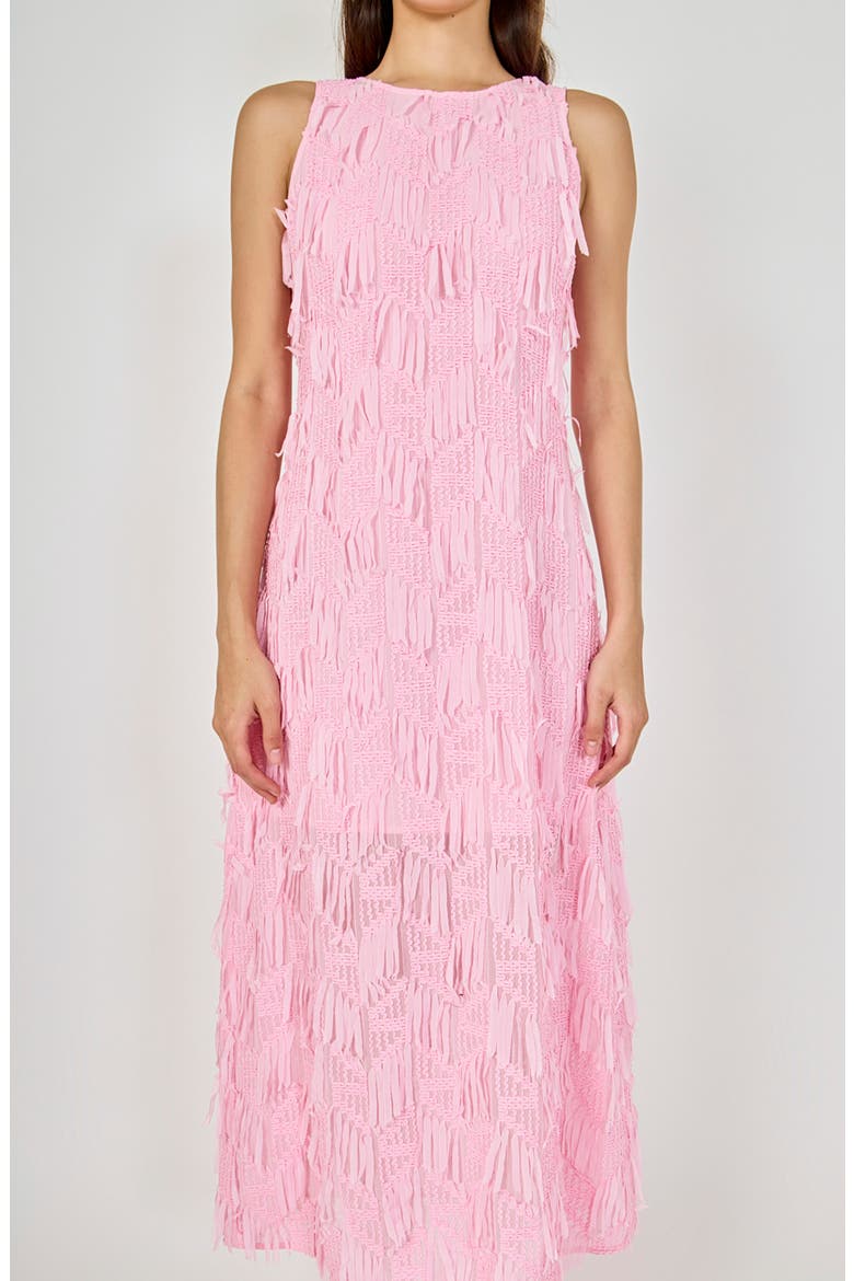 Texture Fringe Sleeveless Maxi Dress, Alternate, color, PINK