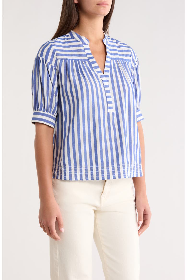 Catana Stripe Split Neck Top, Alternate, color, BLUE-STRIPE