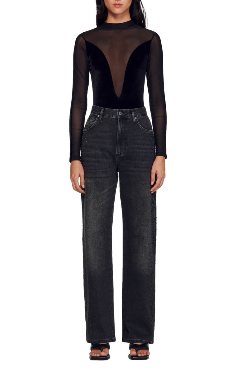 SANDRO Starmania High Waist Wide Leg Jeans, Alternate, color,