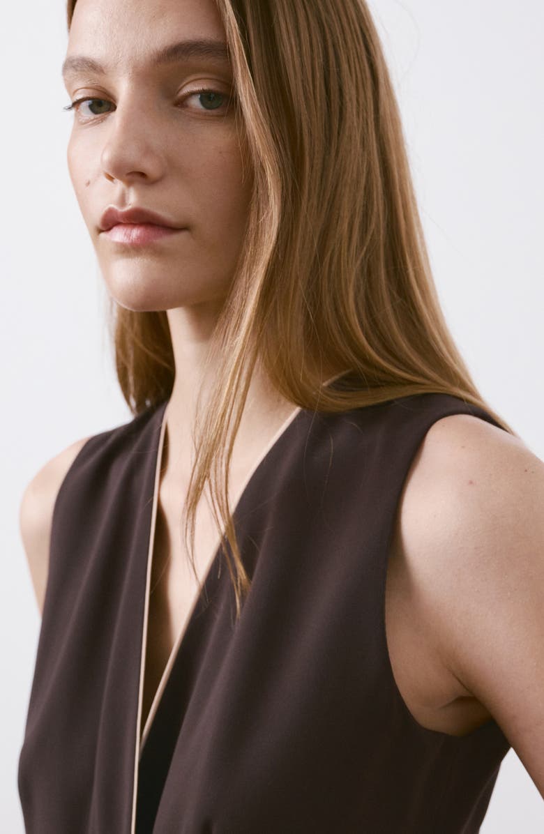 MANGO Contrast Piping Faux Wrap Jumpsuit, Alternate, color, 