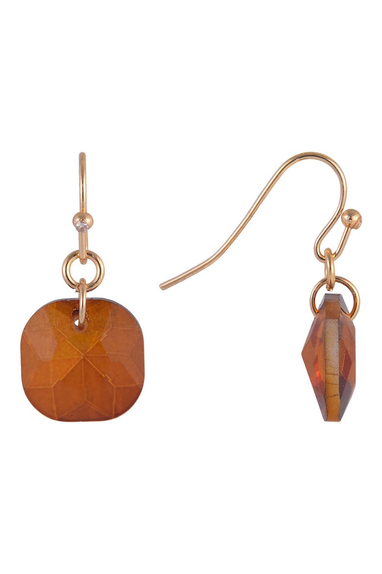 Cushion Cut Crystal Drop Earrings, Alternate, color, TOPAZ