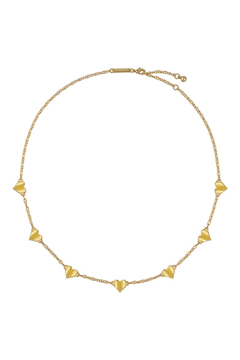 Helena Flutter Heart Station Necklace, Main, color, METALLIC GOLD