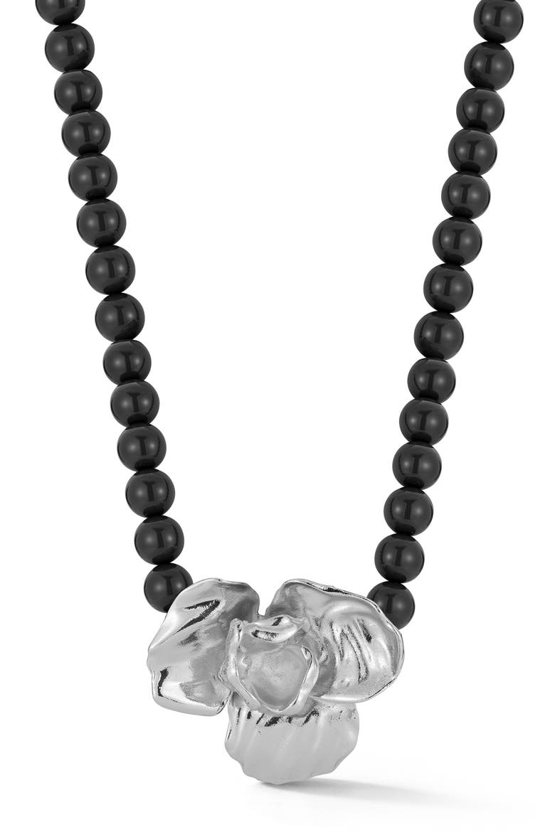 Orchid Pendant Necklace, Main, color, SILVER