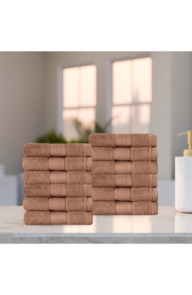 Superior Aria 12-Piece Turkish Cotton Washcloths, Alternate, color, Taupe