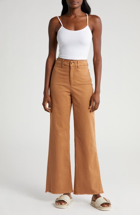 Bridget High Waist Raw Hem Wide Leg Pants