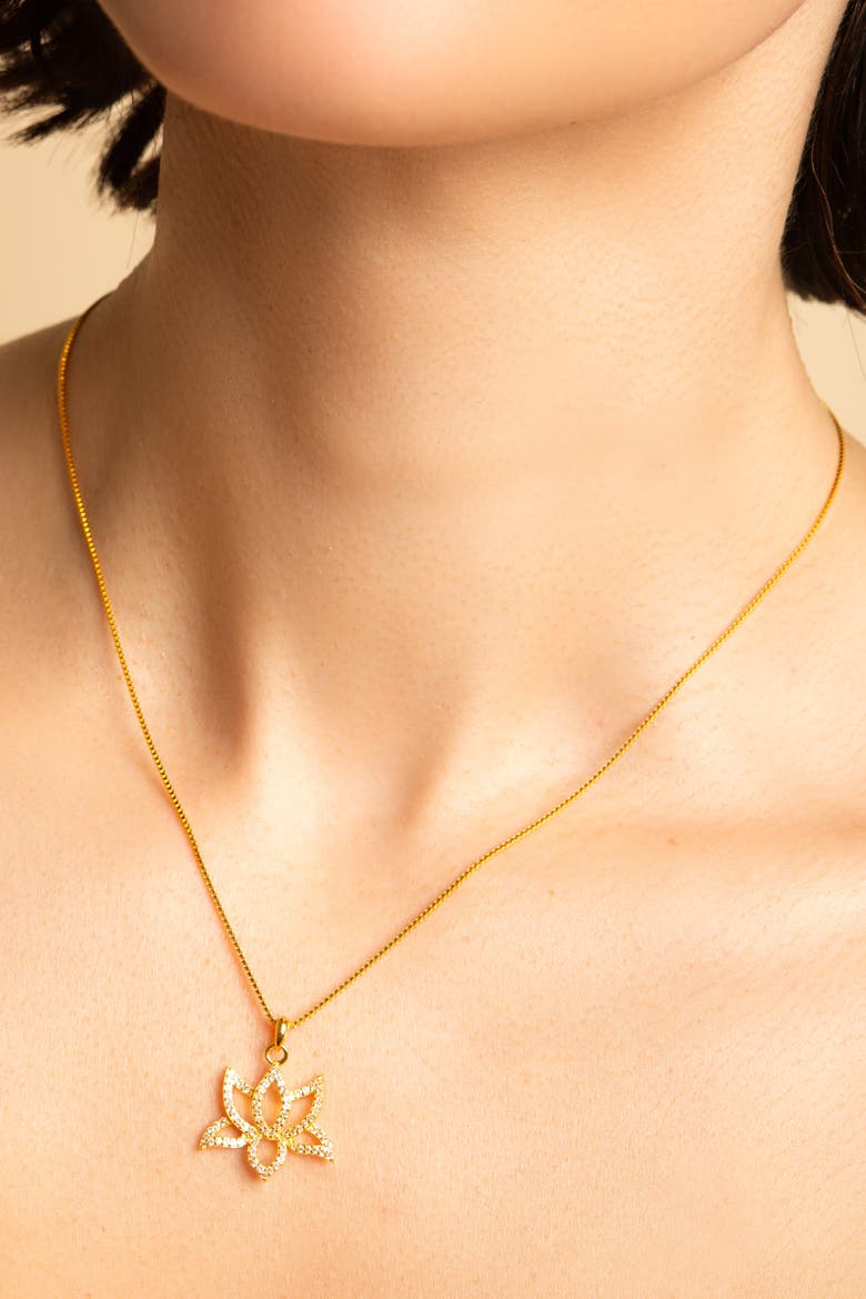 Illuminate Lotus Necklace, Alternate, color, Gold