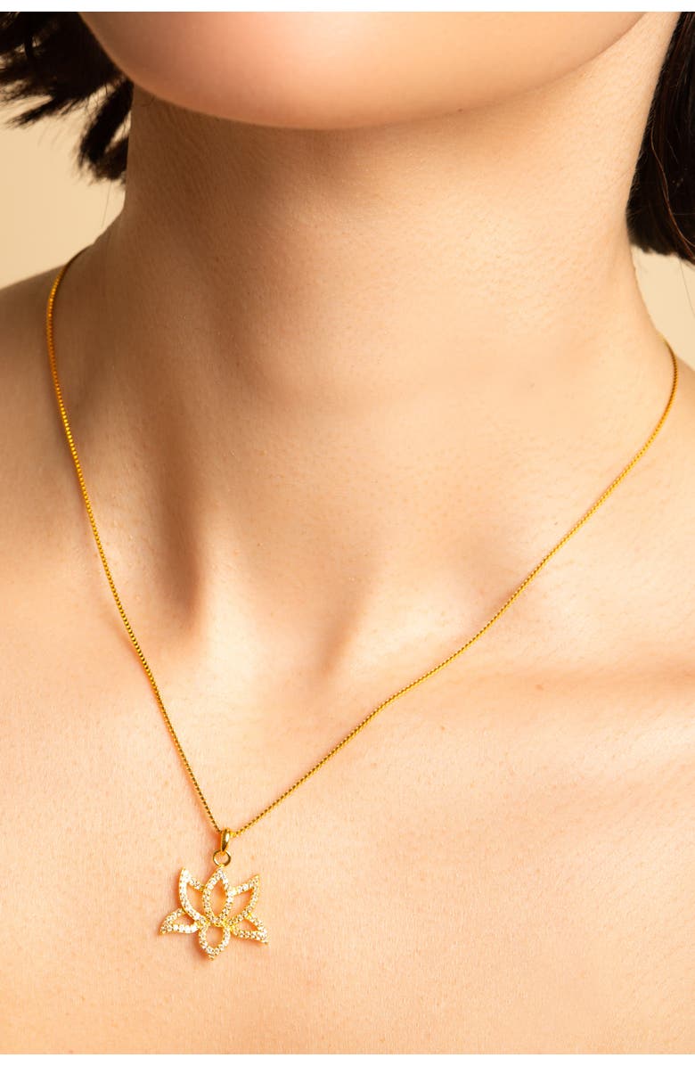 Seven Saints Illuminate Lotus Necklace, Alternate, color, Gold