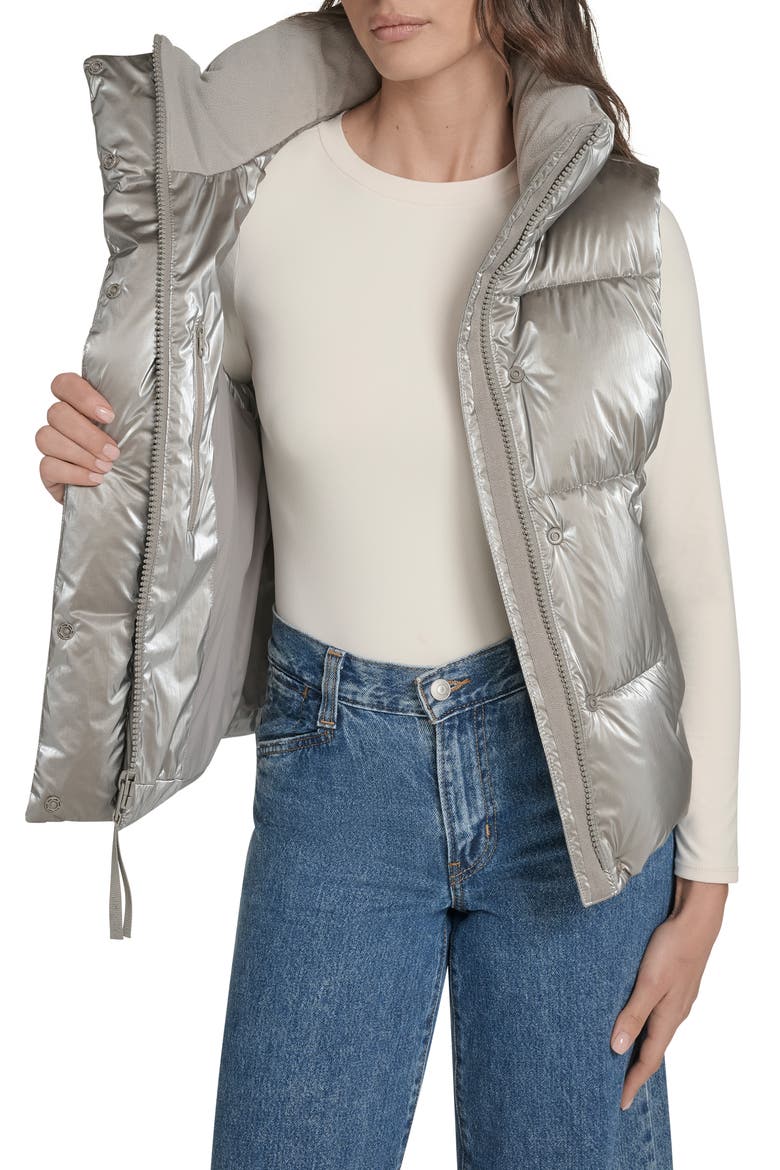 Quilted Puffer Vest, Alternate, color, SILVER