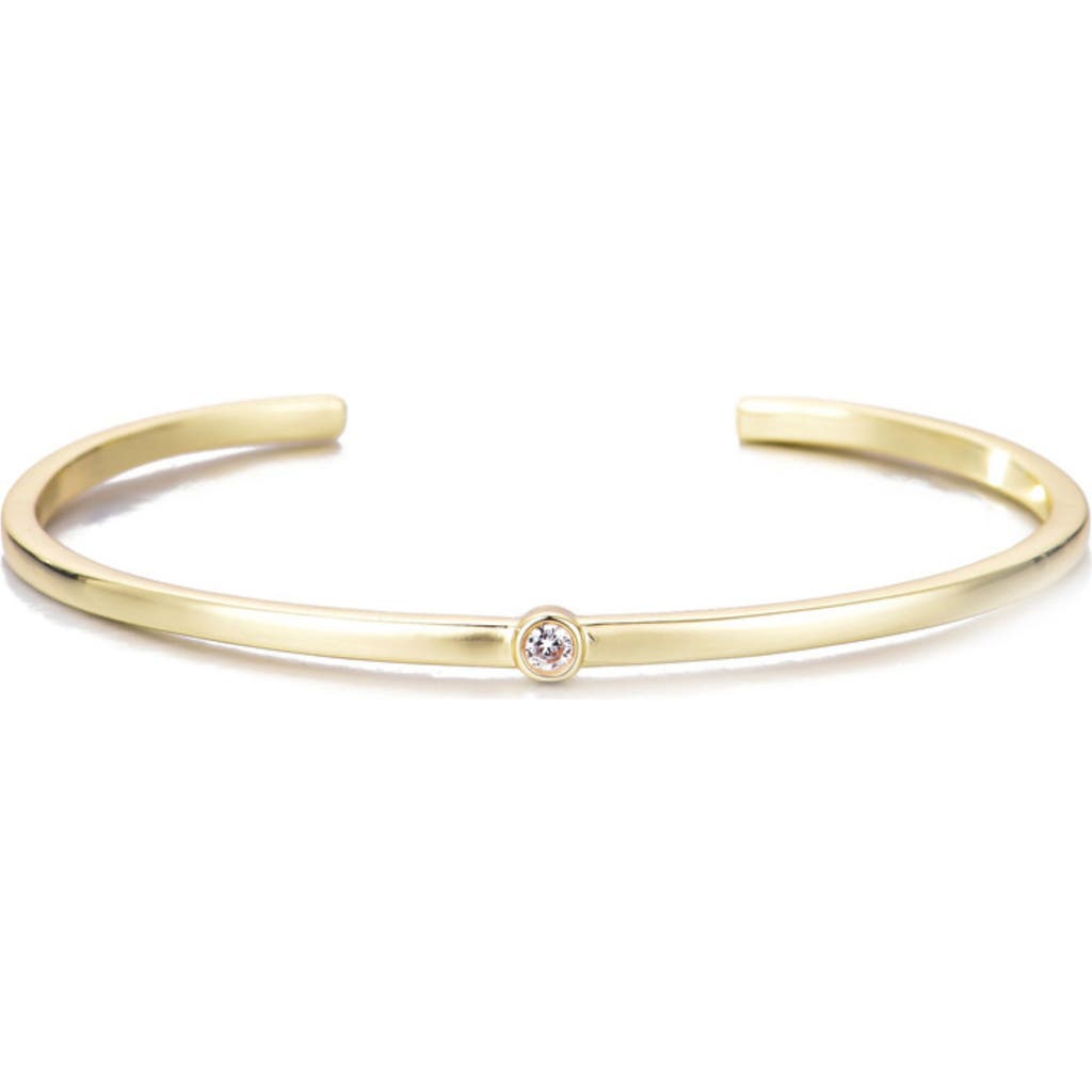 Adornia 14k Gold Plated Skinny Cuff With Cz Stone In Gold