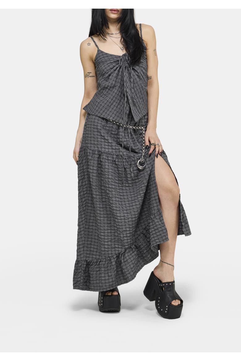 Nimira Check Asymmetrical Maxi Skirt, Alternate, color, Grey