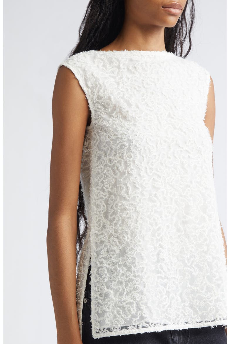 Virginie Embroidered Fringe Mesh Top, Alternate, color, OFF WHITE