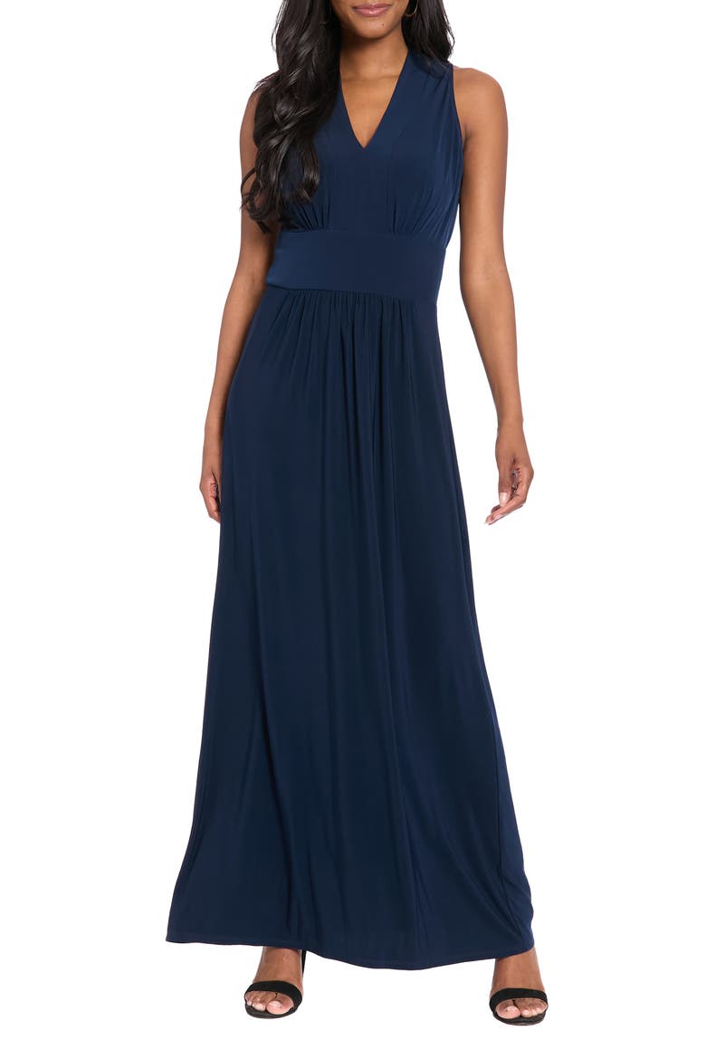 V-Neck Sleeveless Maxi Dress, Main, color, NAVY