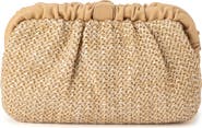 Olga Berg Amalia Pleated Woven Straw Clutch