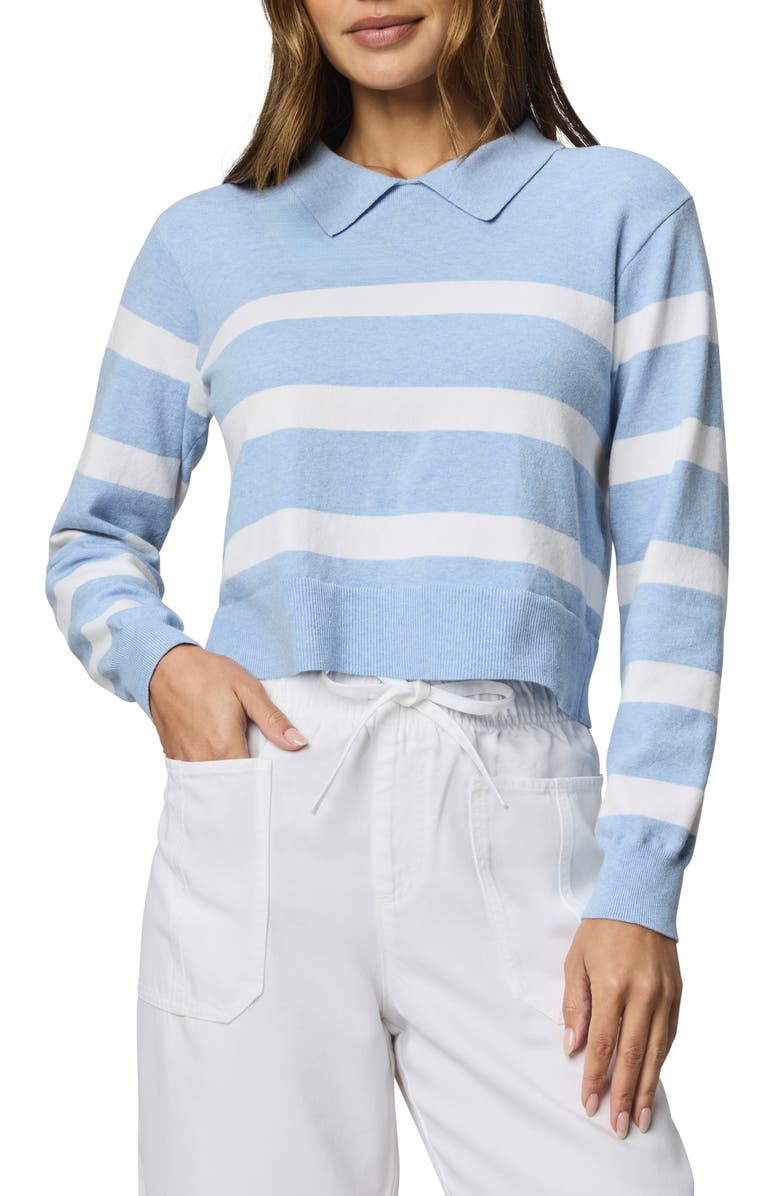 Splendid Phoebe Stripe Polo Sweater, Main, color, Sea Breeze Blue/ White