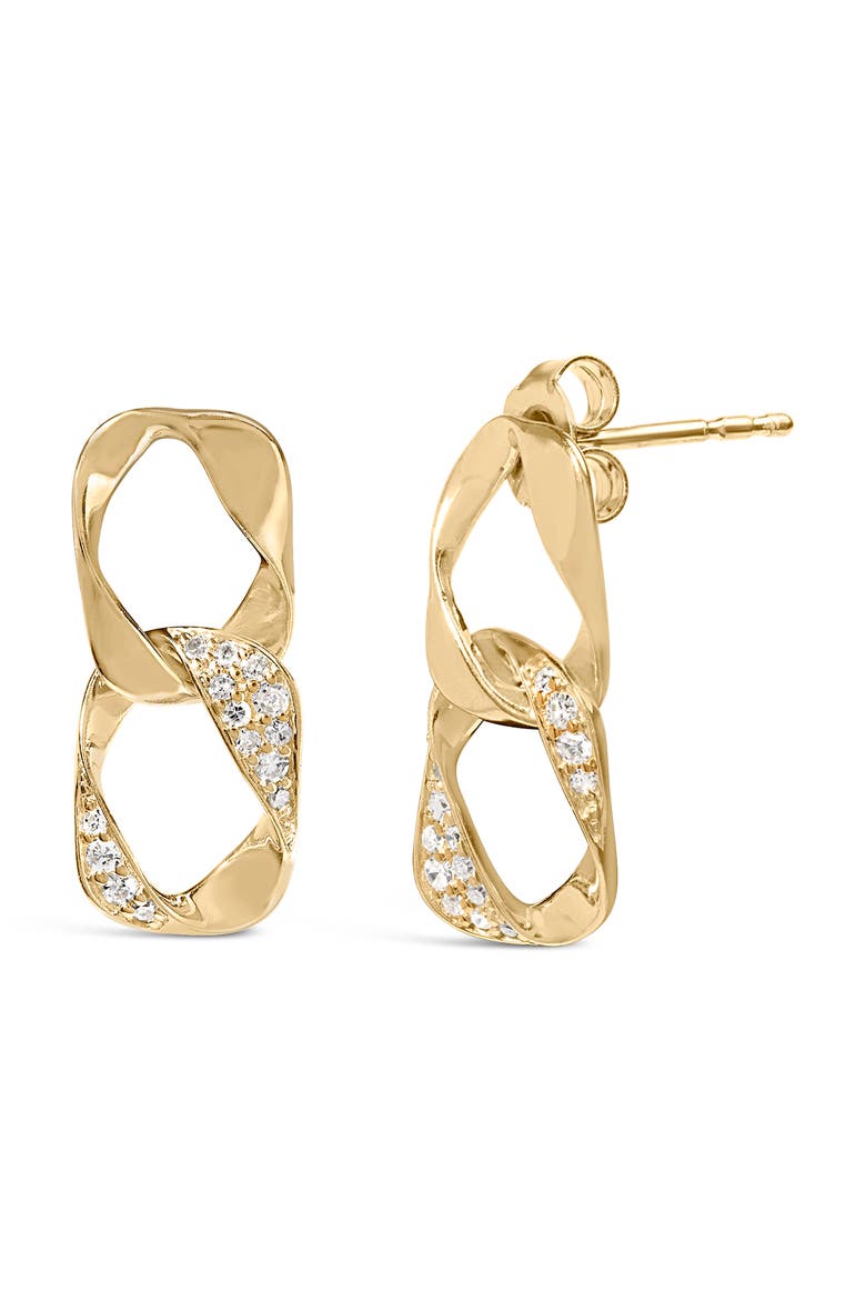 14K Yellow Gold Plated Silver Open Link 1/5 Cttw Diamond Drop Earrings, Alternate, color, Yellow